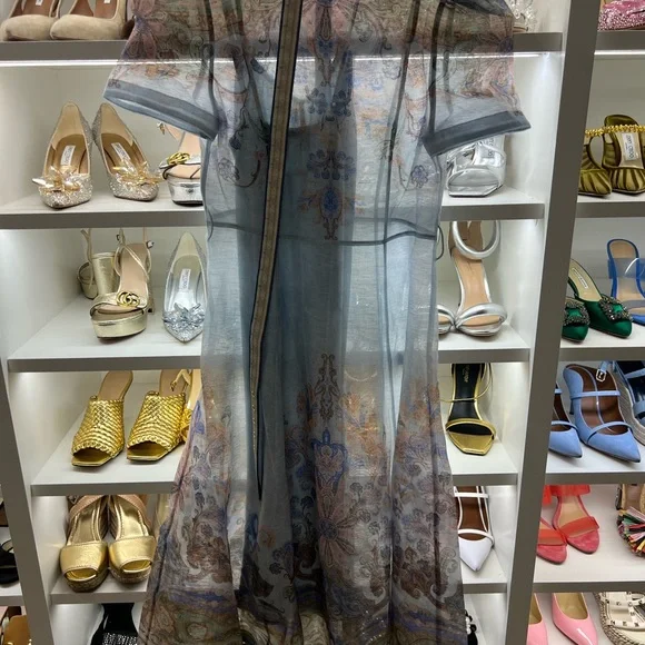 Elegant Women's Dress in Light Blue and Green - Picture 5 of 5